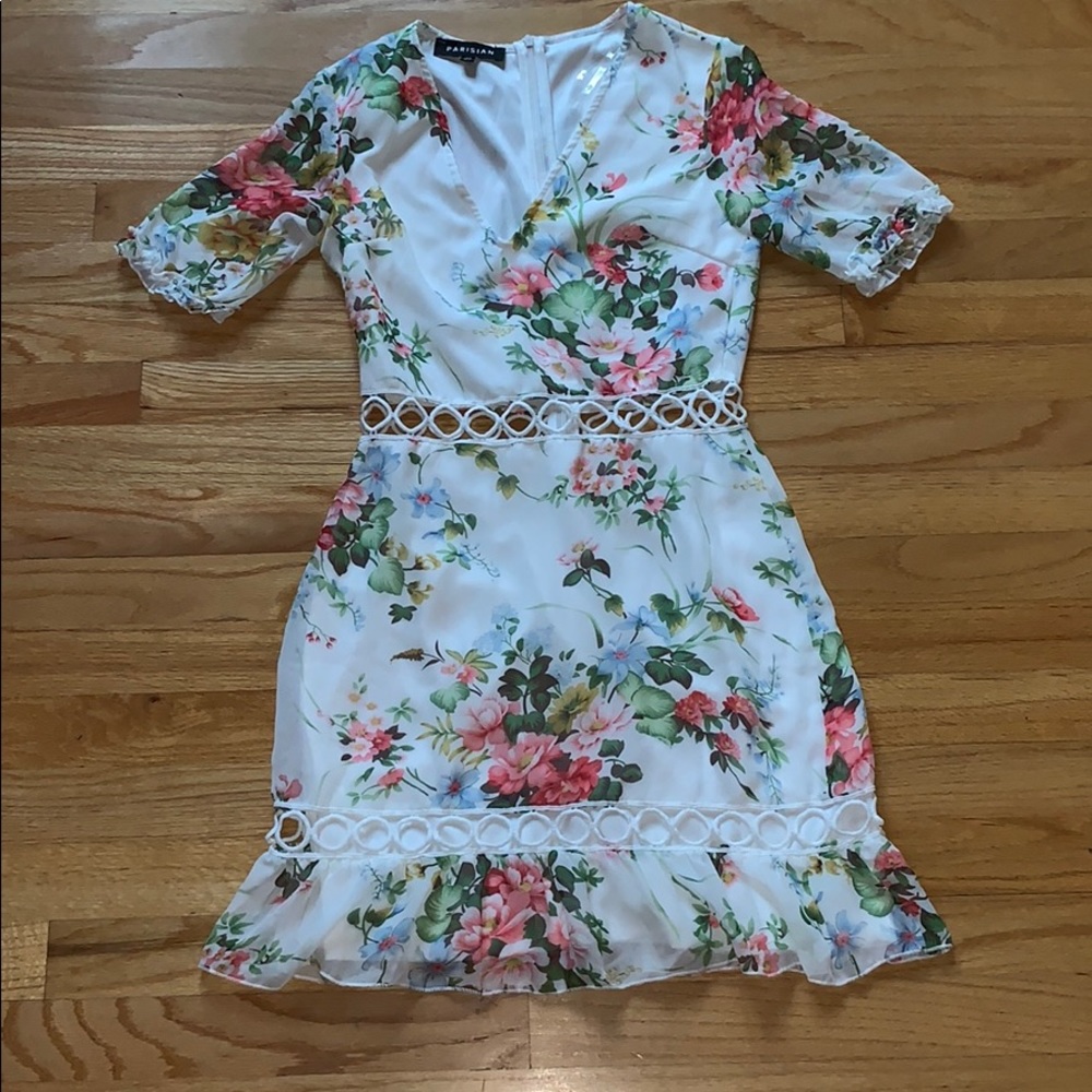 Parisian floral cut out dress !!